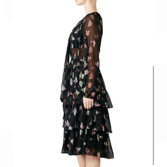 The Kooples Sheer Jumper Dress Black Butterfly Print - Picture 4 of 6